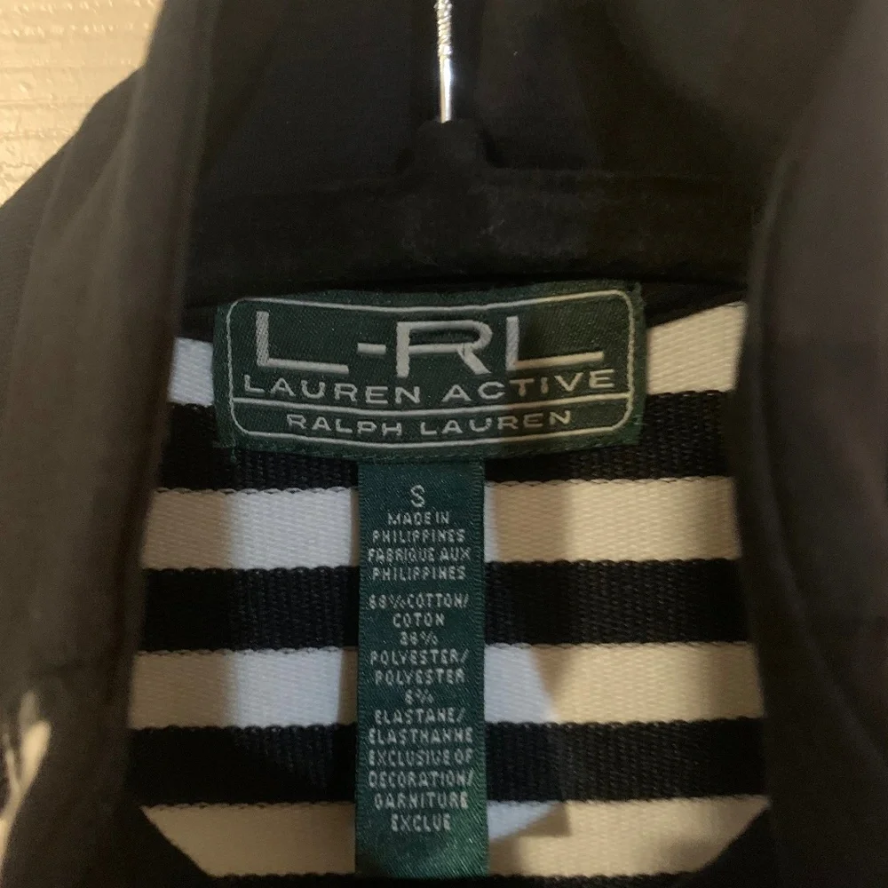 Lauren Ralph Lauren Active Black/White Striped Jacker sz S - Picture 4 of 5
